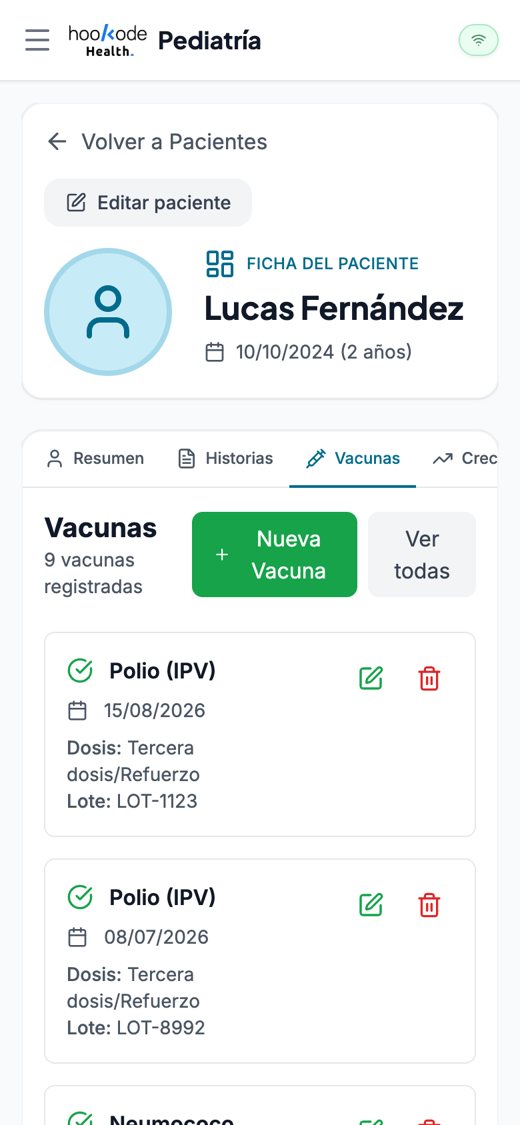 Vacunas registradas de un paciente de prueba